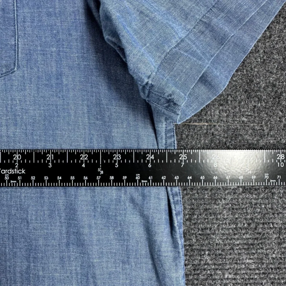 Banana Republic Mens‎ XL Blue Chambray Short Sleeve Button Down Untucked Shirt